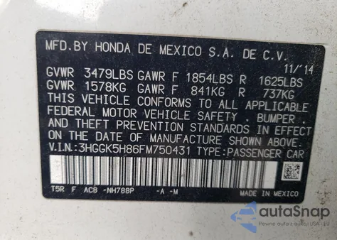 2015 Honda Fit Ex из США, поврежденный, VIN 3HGGK5H86FM750431